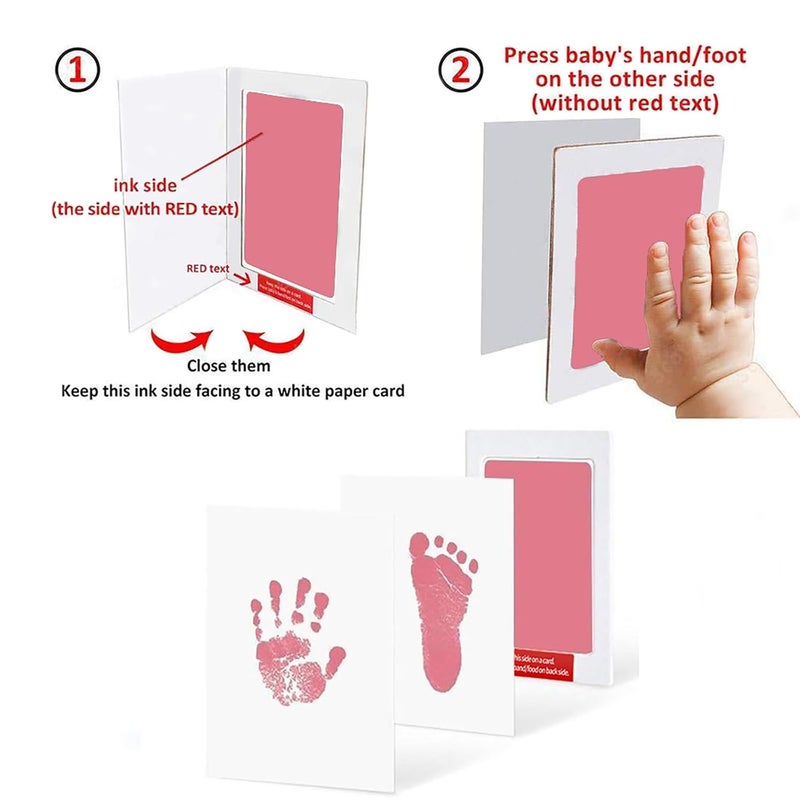 LelonHo Inkless Hand and Footprint Kit Clean Touch Ink Pad for Newborn Baby Pet Paw Print Kit(4 Ink Pads,8 Imprint Cards) (4 Pack Pink) - Image 3